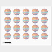 Sticker Rond Pastel Sunset Destination Beach Enregistrer la dat (Feuille)