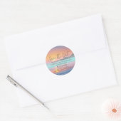 Sticker Rond Pastel Sunset Destination Beach Enregistrer la dat (Enveloppe)