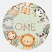 Sticker Rond Pastel Tropical Wild One Jungle Safari Animaux (Devant)