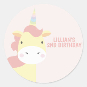 Sticker Rond Pastel Unicorn