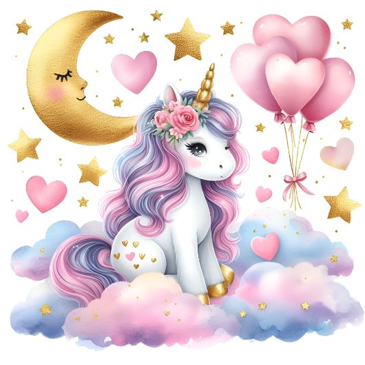 Sticker Rond Pastel Unicorn