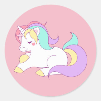 Sticker Rond Pastel unicorn