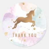 Sticker Rond Pastel Unicorn Anniversaire Merci de fête (Devant)