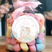 Sticker Rond Pastel Unicorn Rainbow Girl Anniversaire Merci
