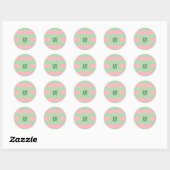 Sticker Rond Pastel vert et rose (Feuille)