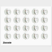 Sticker Rond Pastel Vert Sauge Rayures Mariée Baby Shower Fille (Feuille)