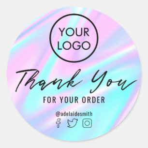 Sticker Rond pastel violet bleu merci