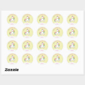 Sticker Rond Pastel Yellow Unicorn Anniversaire Merci (Feuille)