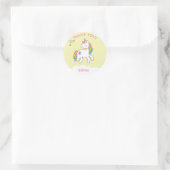 Sticker Rond Pastel Yellow Unicorn Anniversaire Merci (Sac)