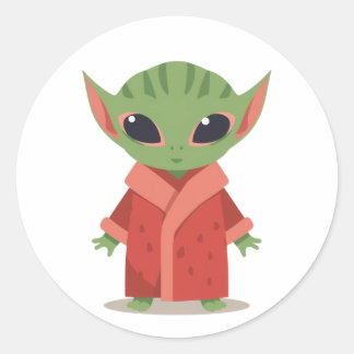 Sticker Rond Pastèque Alien – Jolie Art de Fruit d'Été