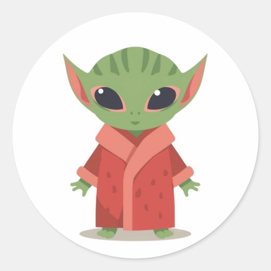 Sticker Rond Pastèque Alien – Jolie Art de Fruit d'Été (Devant)