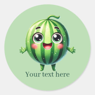 Sticker Rond Pastèque commerciale personnalisable mignonne