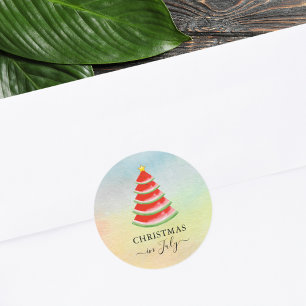 Sticker Rond Pastèque Noël en juillet Pastèque