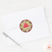 Sticker Rond pastèque sur plaque d'olive avec tatreez palestini (Enveloppe)