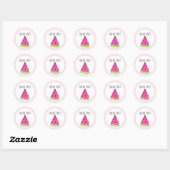 Sticker Rond Pastèque Tropicale Rose Mignonne Merci (Feuille)