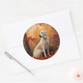 Sticker Rond Pasteur anatolien en automne Feuilles automne Insp (Enveloppe)