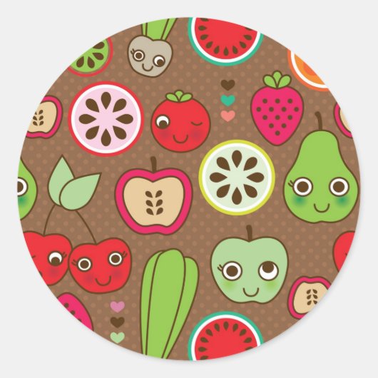 Sticker Rond Pastilles de fruits (Devant)