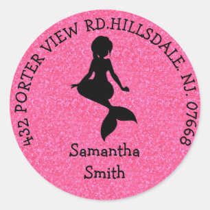 Sticker Rond Pastle Rose Girl MERMAID ADRESSE DE LA FEMME Class