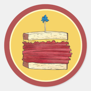 Sticker Rond Pastrami sur Rye NYC Kosher Jewish Deli Sandwich