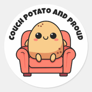 Sticker Rond Patate de Canapé et Fière
