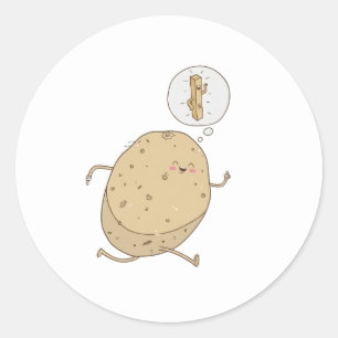 Sticker Rond Patate drôle et mignonne qui court par somoh