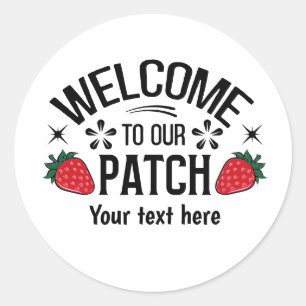 Sticker Rond Patch de fraises mignon bienvenue