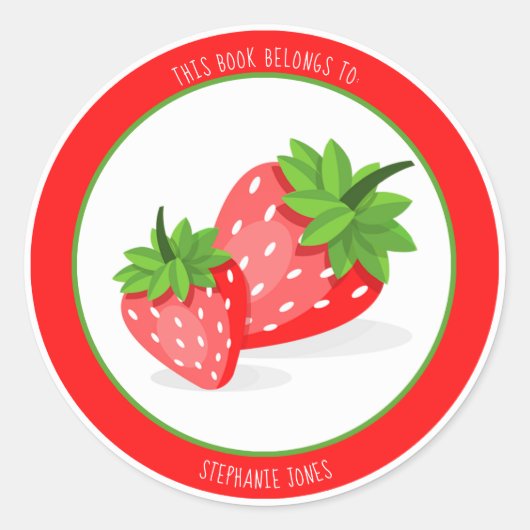 Sticker Rond Patch fraiseCe livre appartient à (Devant)