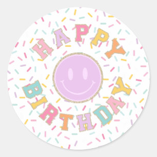 Sticker Rond Patch Preppy Lettre Anniversaire