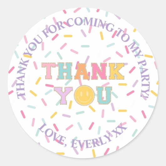 Sticker Rond Patch Preppy Lettre merci de vous rendre service (Devant)