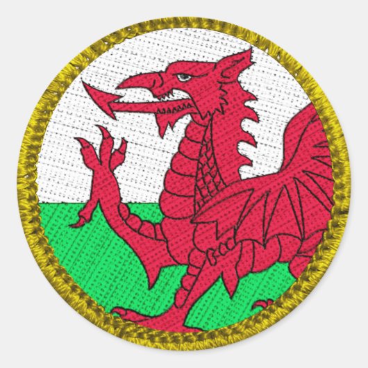 Sticker Rond Patch rond Wales Gold (Devant)