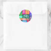 Sticker Rond Patchwork Bicyclettes Art (Sac)