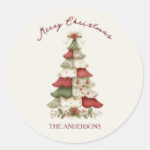 Sticker Rond Patchwork Christmas Tree (Devant)