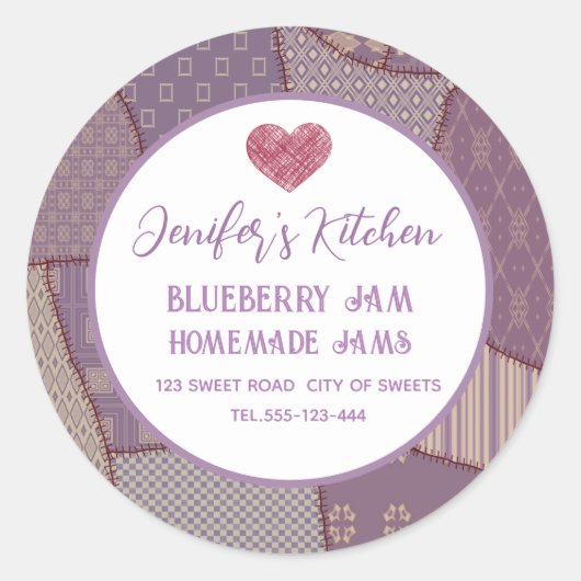 Sticker Rond Patchwork confiture maison classique collant rond (Devant)