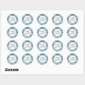 Sticker Rond Patchwork de Noël Bleu Joyeuses Fêtes (Feuille)