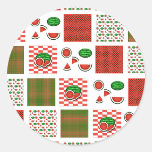 Sticker Rond Patchwork de pastèque