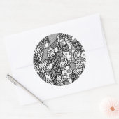 Sticker Rond Patchwork motif noir et blanc 03 (Enveloppe)
