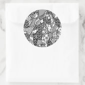 Sticker Rond Patchwork motif noir et blanc 03 (Sac)