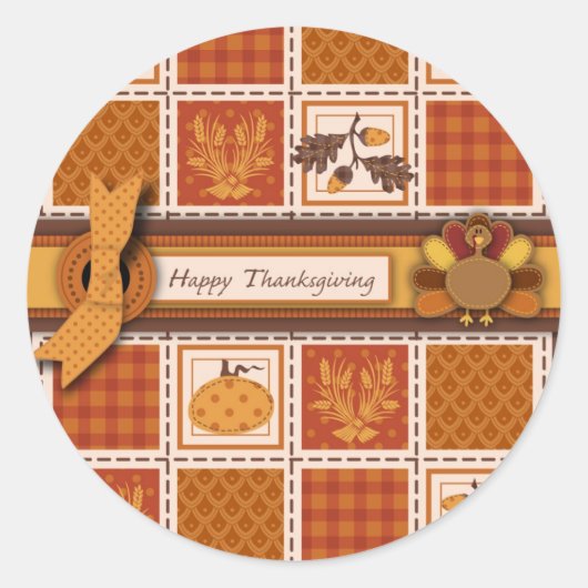 Sticker Rond Patchwork Quilted look Thanksgiving (Devant)