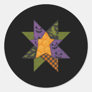 Sticker Rond Patchwork Quilting Block Star Motif Halloween Qu