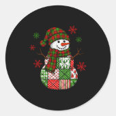 Sticker Rond Patchwork Snowman, Retro Funny Christmas  (Devant)