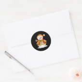 Sticker Rond Patchwork Snowman Retro Funny Snowman Holiday Chri (Enveloppe)