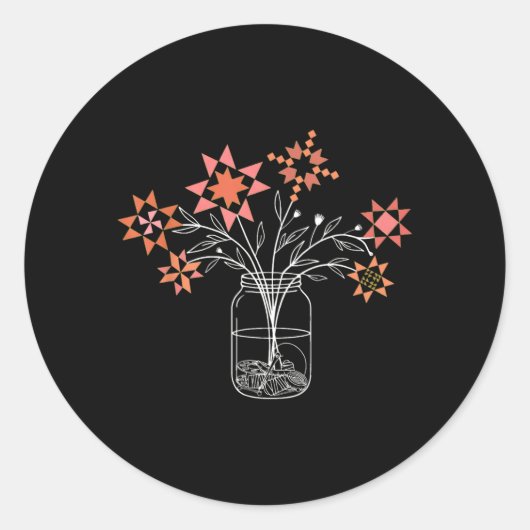 Sticker Rond Patchwork sy Jar Funny Bloc de Courtepointe Fleur (Devant)