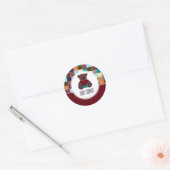 Sticker Rond Patchwork Teddy Bear, Baby shower (Enveloppe)