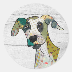 Sticker Rond Patchworkhund