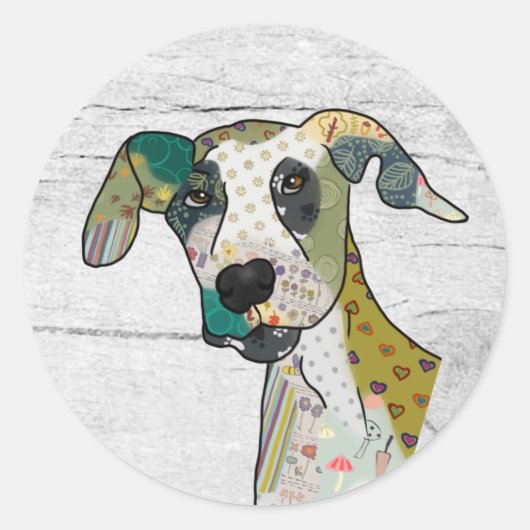Sticker Rond Patchworkhund (Devant)