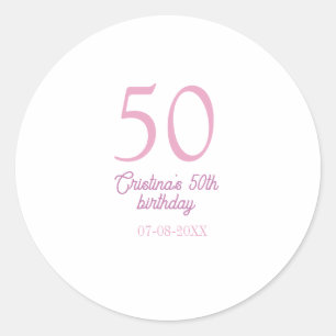 Sticker Rond PÂTE À PASTEL ROSE 50 anniversaire anniversaire aj
