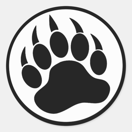 STICKER ROND PATE/GRIF PATTE D'OURS NOIR ET BLANC (Devant)