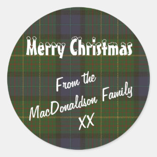 Sticker Rond Pâte verte tartan Joyeux Noël