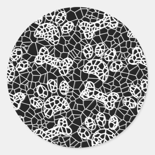 Sticker Rond Pâtes de chien et os Faux Lace Art Imprimer (Devant)