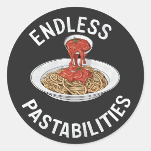 Sticker Rond Pâtes infinies Amusant Pasta Spaghetti Lover